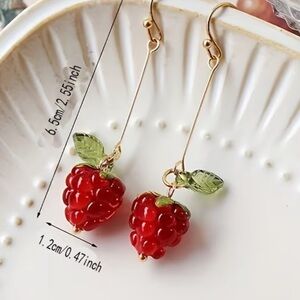 Elegant Red Berry Drop Earrings